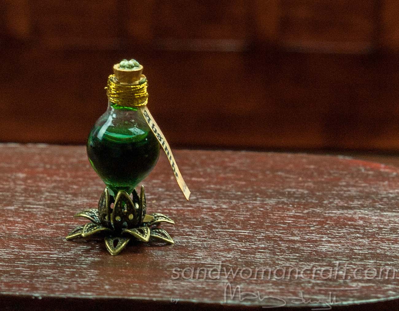 Dollhouse miniature glass bottle"Absinth" ("Absinthe")