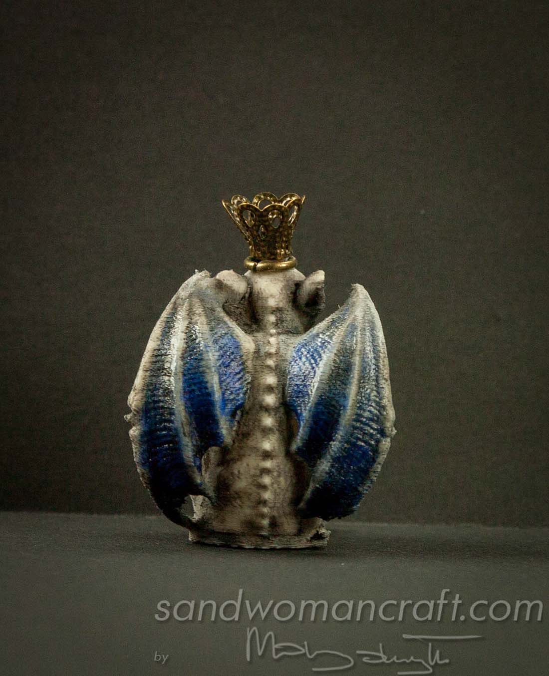 Miniature Gargoyle figurine with blue wings