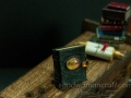 Miniature leather Book Of Spells witch orange glass cabochon
