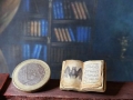 Miniature tiny open book with bat