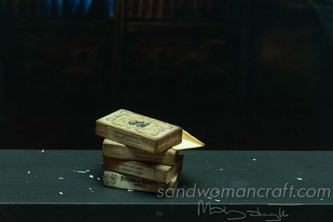 Miniature book stack 1:12 scale