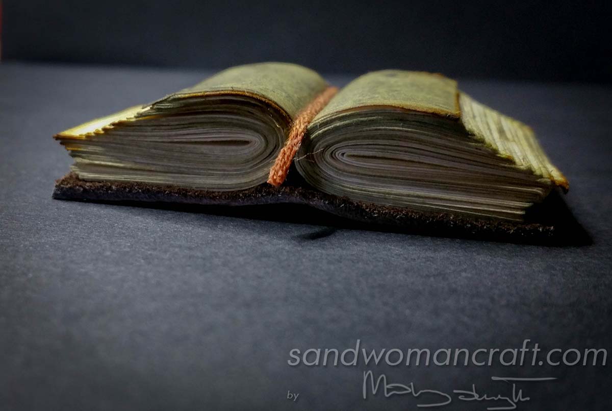 Miniature open thick book