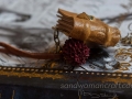 Miniature leather book necklace with glass Dragon's eye