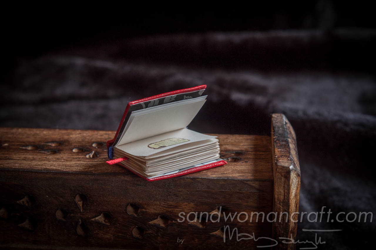 Red leather miniature steampunk book