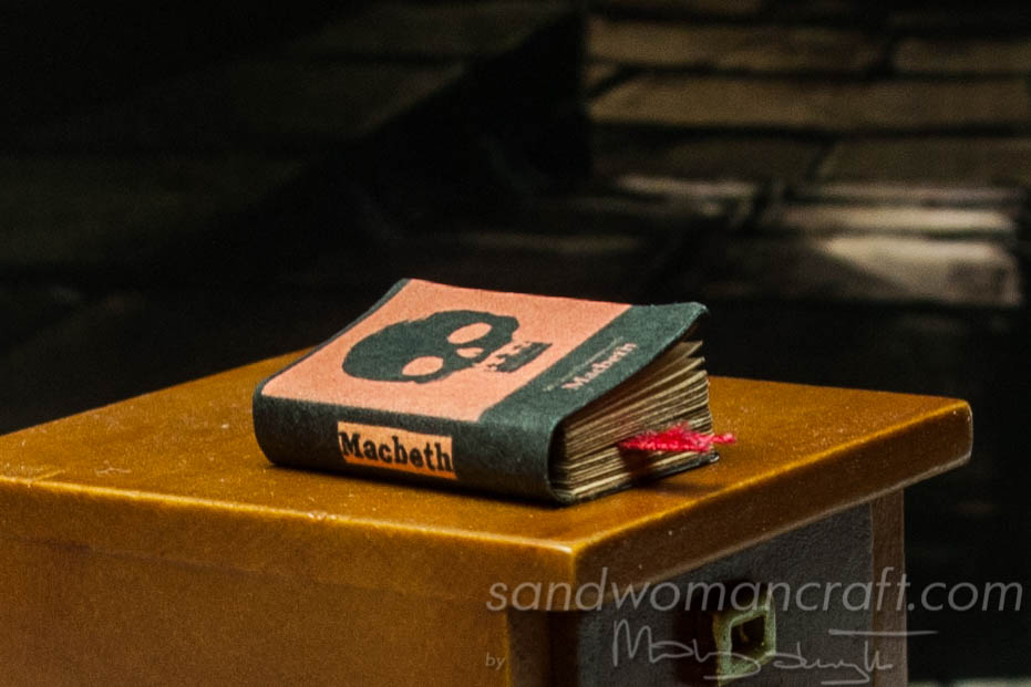 Miniature book Macbeth. Shakespeare's play in small scale.