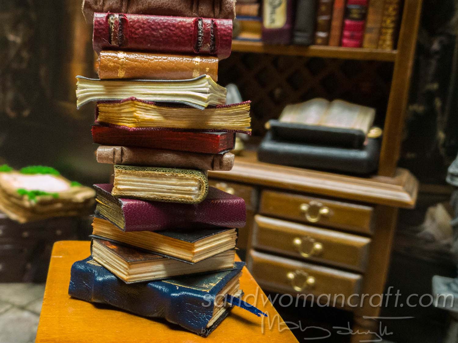 Miniature book stack Moonstone