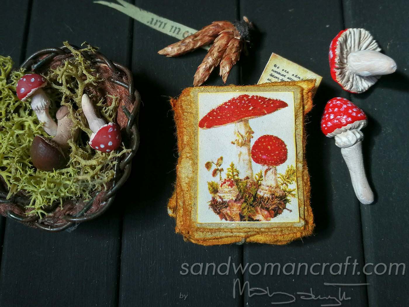 Miniature paper stack with Toadstools Mushrooms