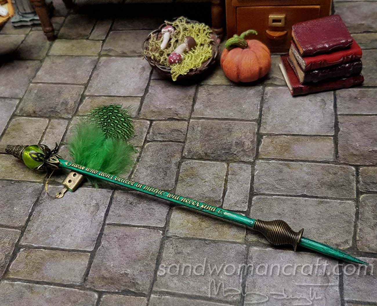 Miniature green magic wand