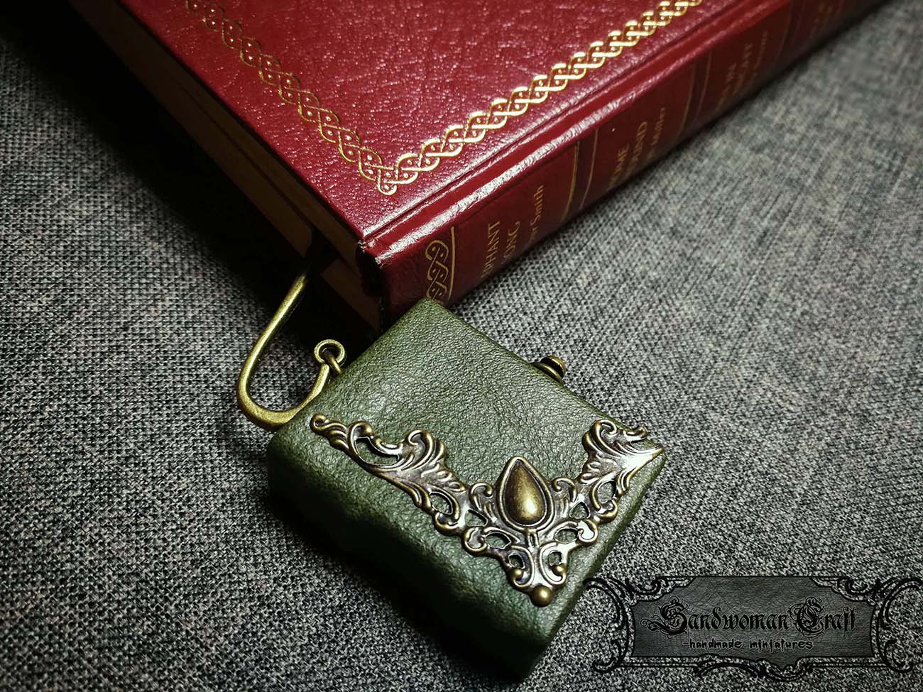 Bookmark with miniature leather book