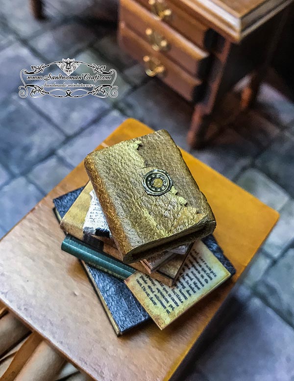 Miniature leather books with leather journal