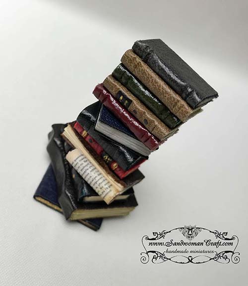 Miniature leather books