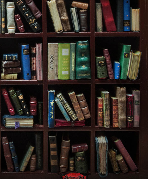 Miniature library bookcase 1:12 scale